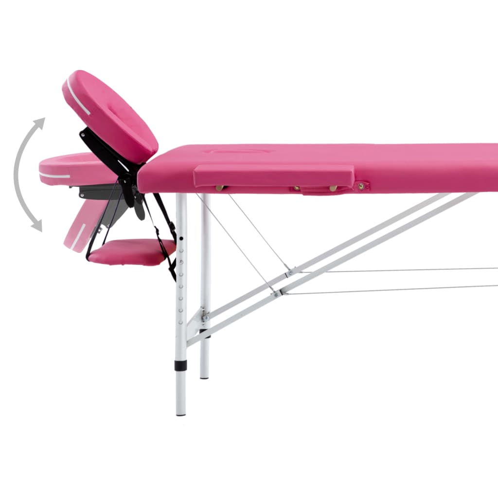 vidaXL Massageliege Klappbar 2-Zonen mit Aluminiumgestell Rosa - Image 5