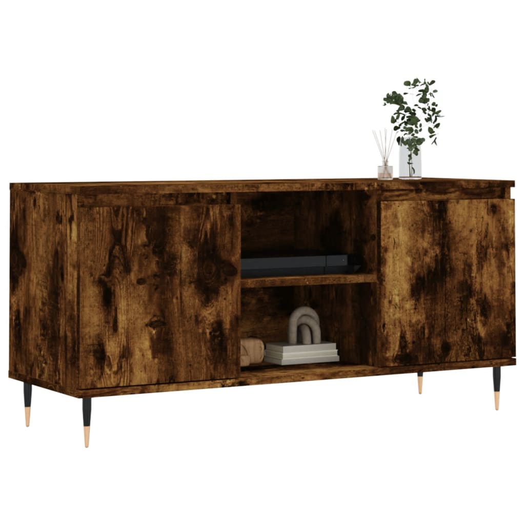 vidaXL Mueble de TV madera de ingeniería roble ahumado 104x35x50 cm - Image 3
