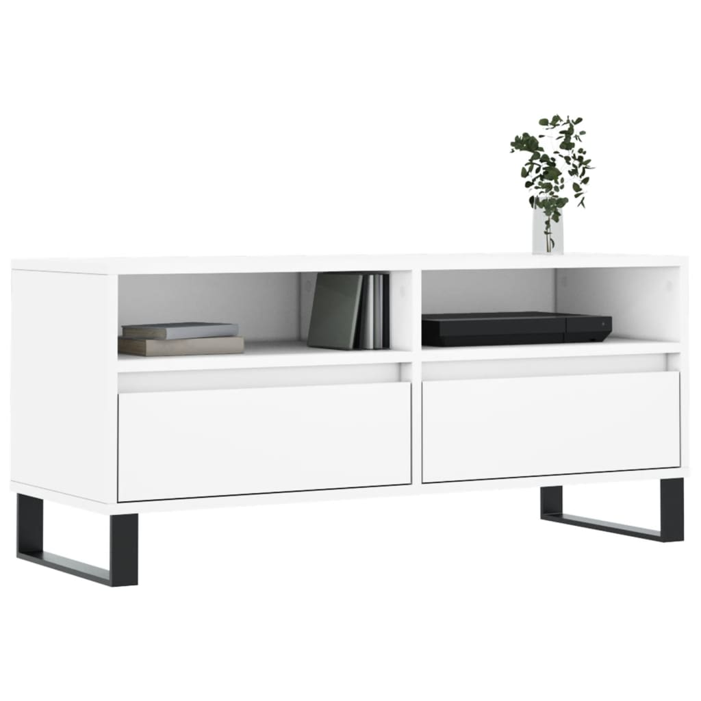 vidaXL Mueble para TV madera contrachapada blanco 100x34,5x44,5 cm - Image 3