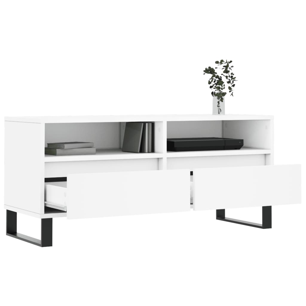 vidaXL Mueble para TV madera contrachapada blanco 100x34,5x44,5 cm - Image 4