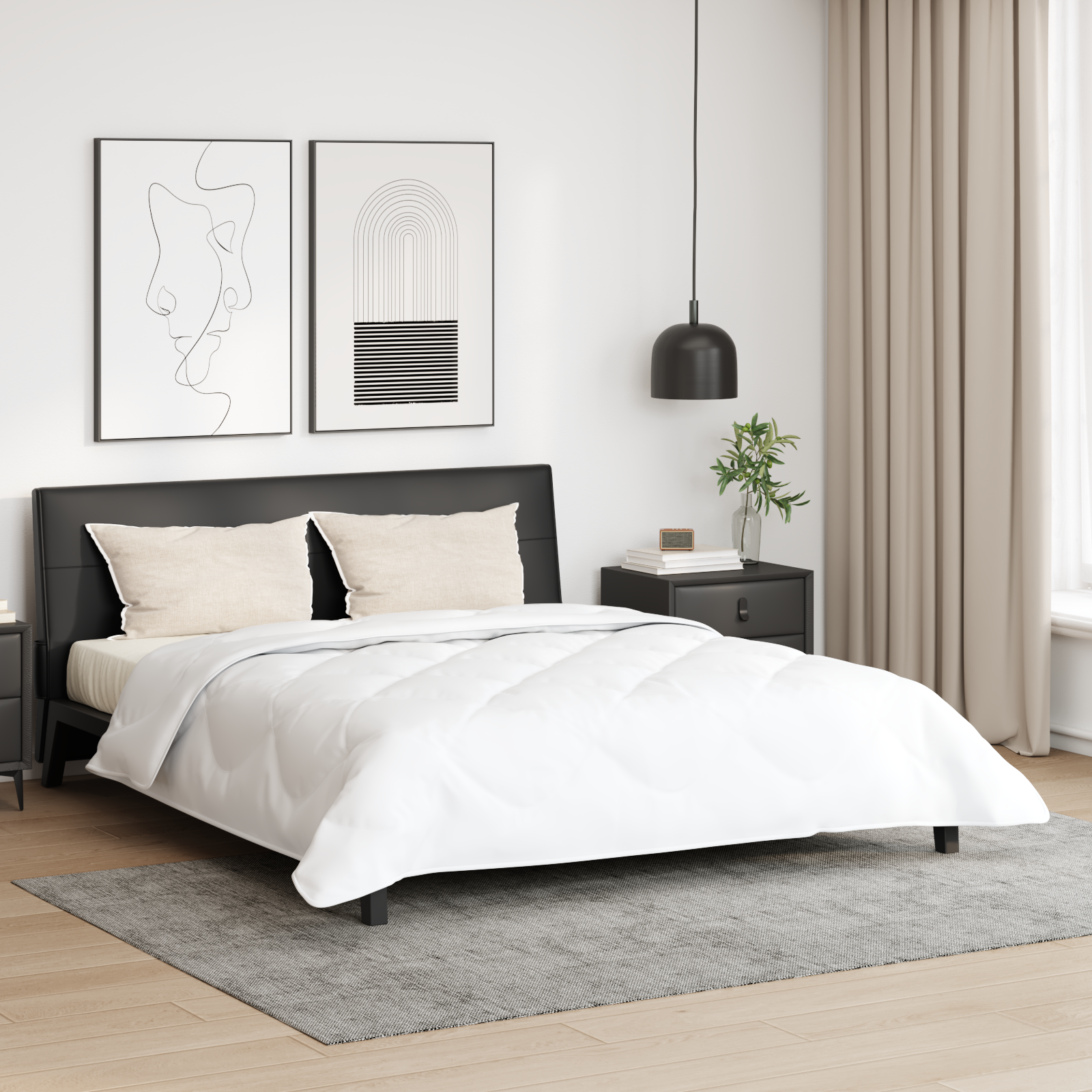 vidaXL Couette avec oreiller 3 pcs Blanc 260 x 220 cm Microfibre