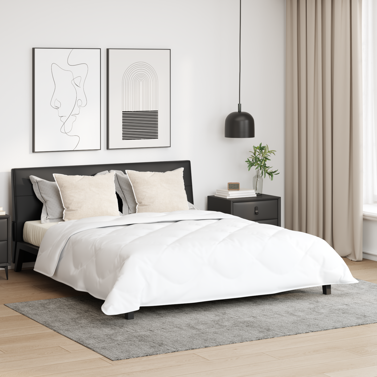 vidaXL Couette avec oreiller 3 pcs Blanc 260 x 220 cm Microfibre