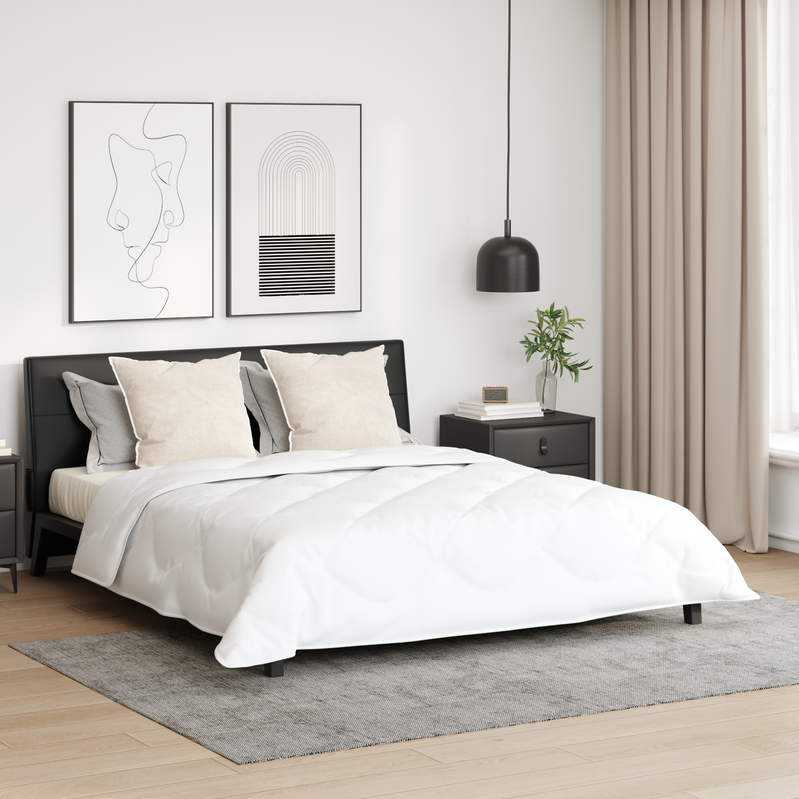 vidaXL Couette avec oreiller 3 pcs Blanc 260 x 220 cm Microfibre
