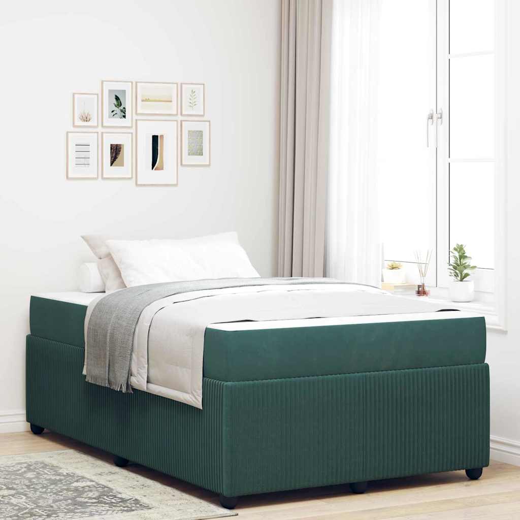 vidaXL Cadre de lit avec matelas Autre Vert foncé 120 x 200 cm Velours
