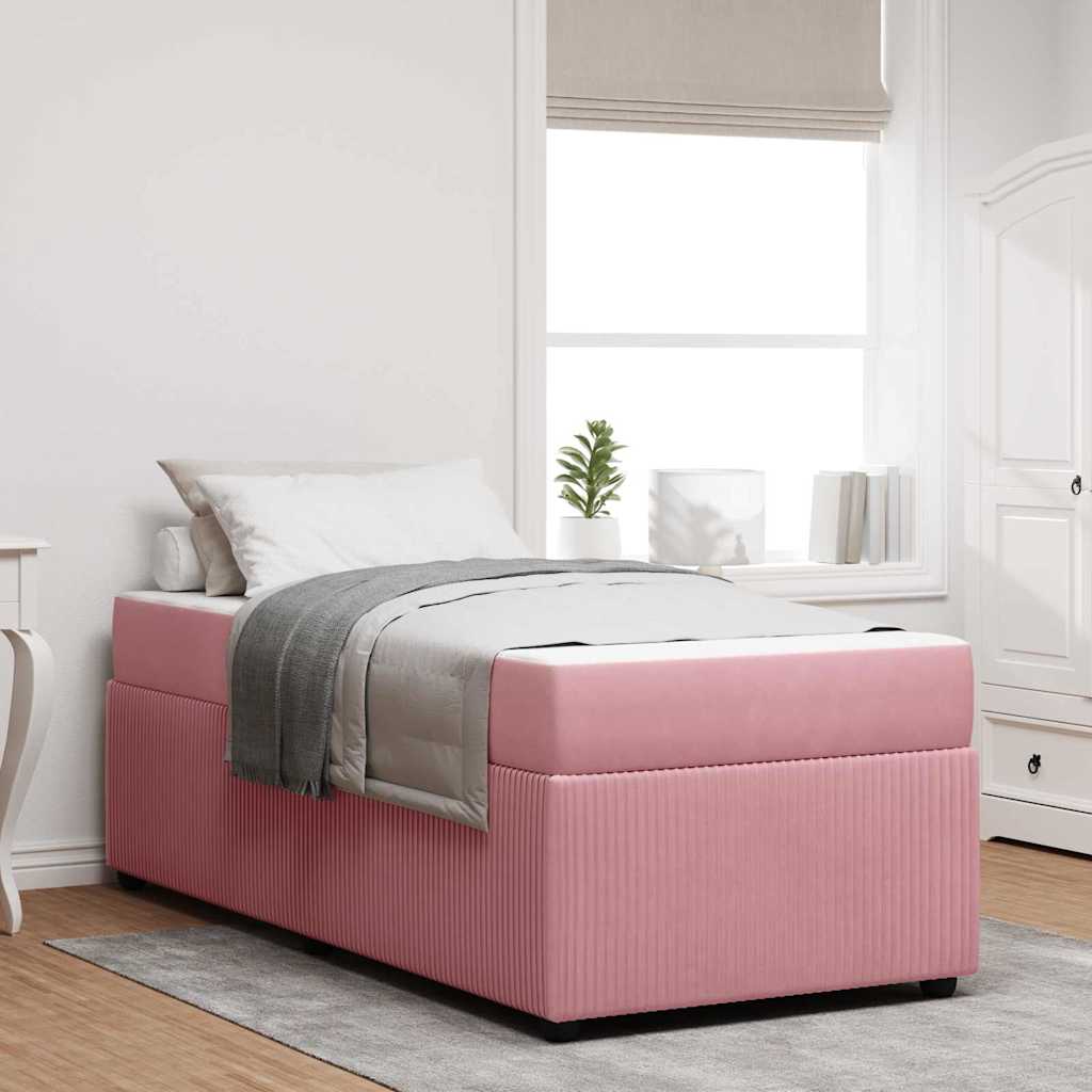 vidaXL Cadre de lit avec matelas Autre Rose 90 x 200 cm Velours