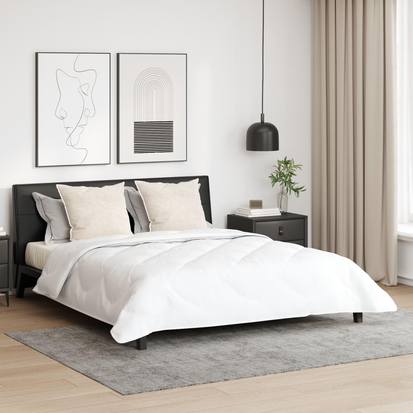 vidaXL Couette avec oreiller 3 pcs Blanc 260 x 220 cm Microfibre