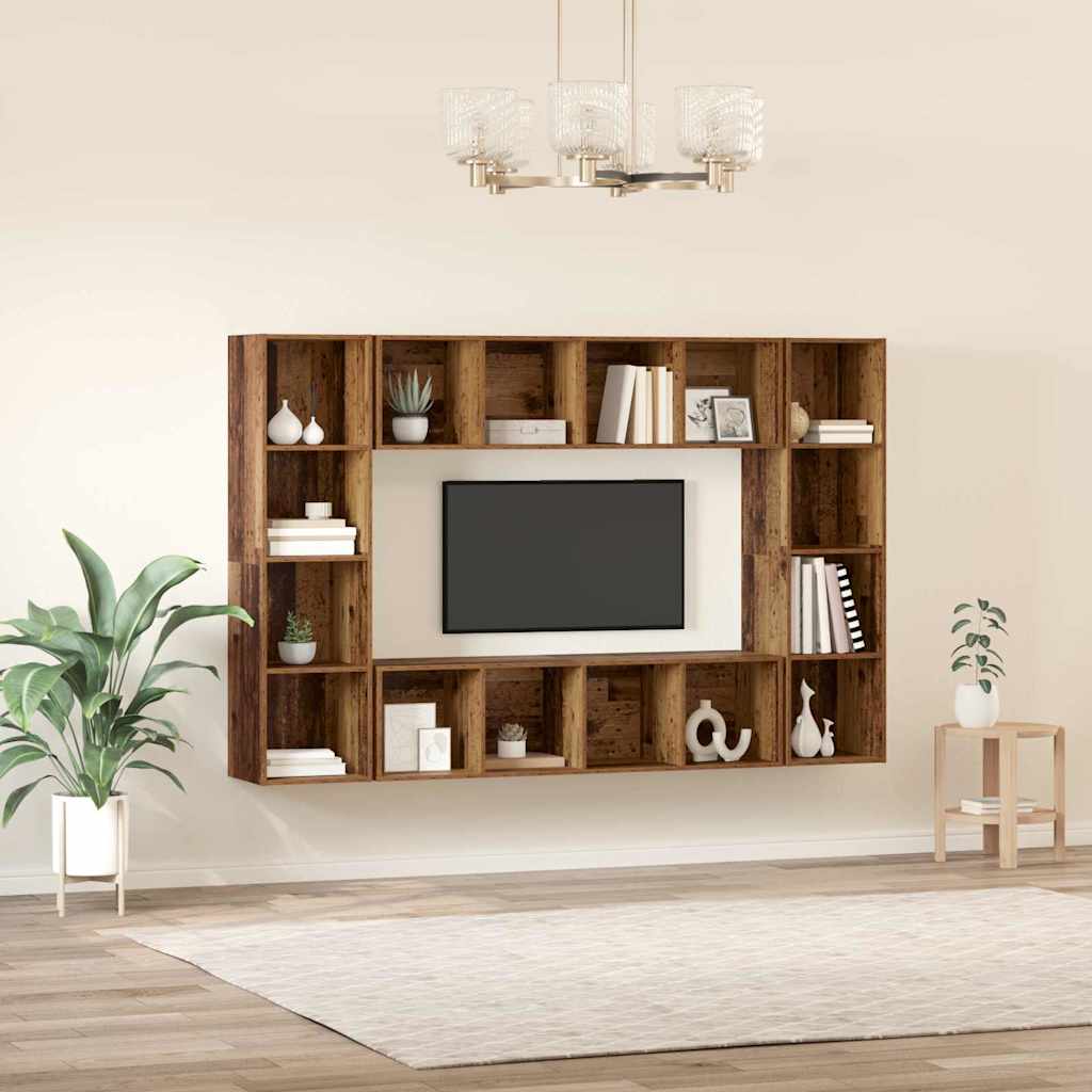 vidaXL Conjunto de mueble de TV 4 pcs Marrón 37 x 37 x 142,5 cm - Image 4