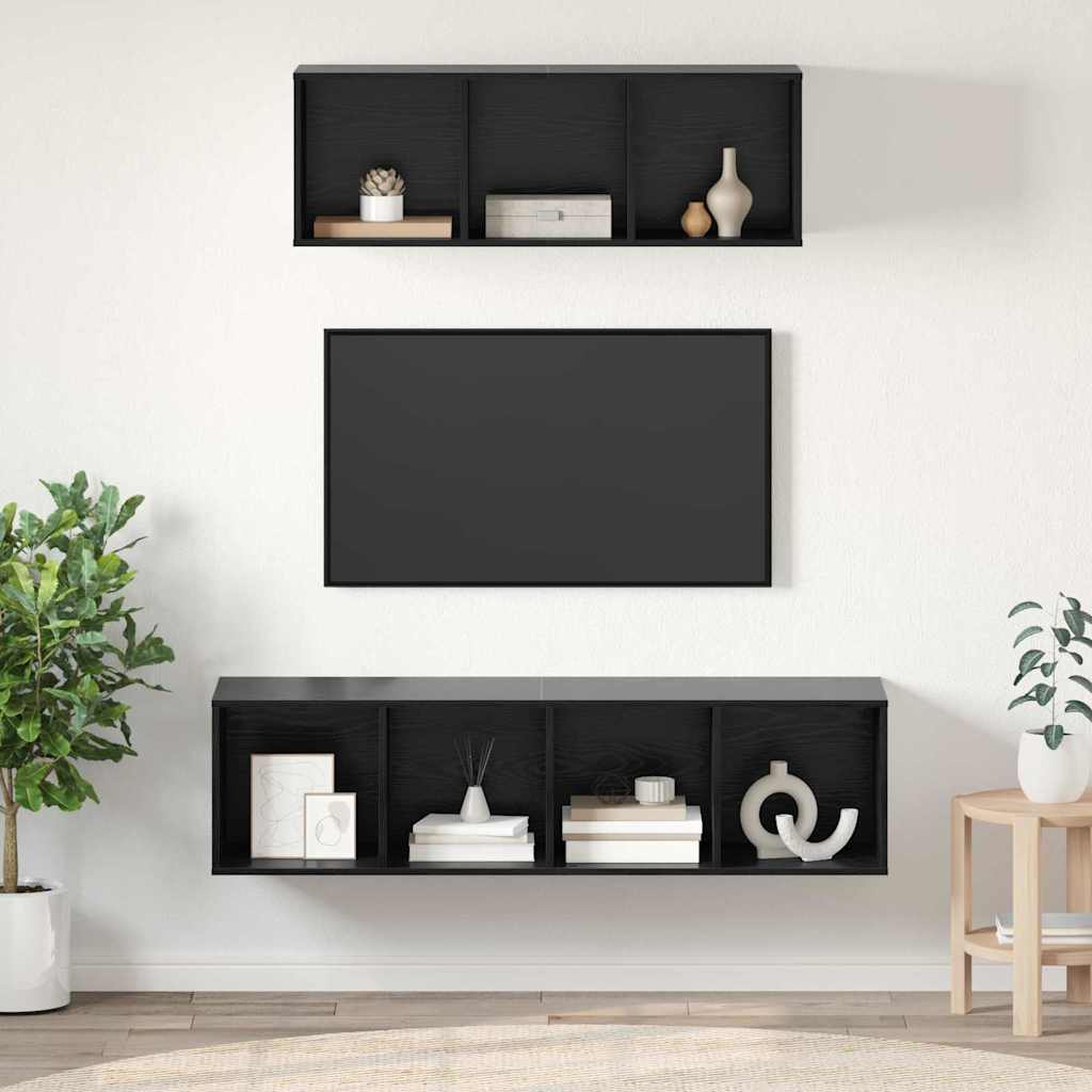 vidaXL Conjunto de mueble de TV 2 pcs Roble Negro Madera contrachapada