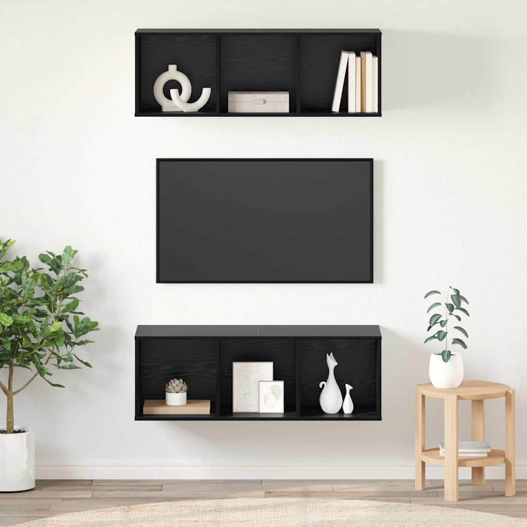 vidaXL Conjunto de mueble de TV 2 pcs Roble Negro 37 x 37 x 107 cm