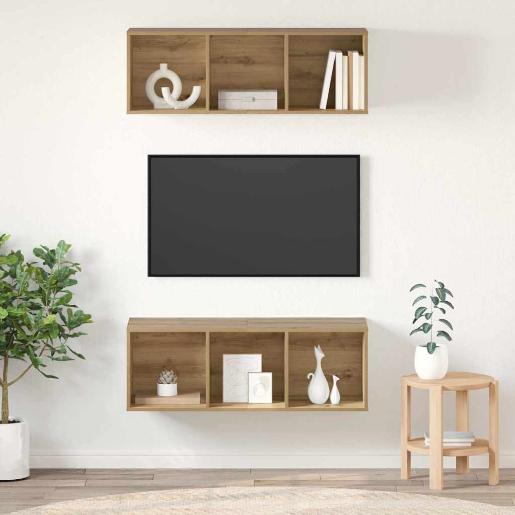 vidaXL Conjunto de mueble de TV 2 pcs Roble artesanal 37 x 37 x 107 cm