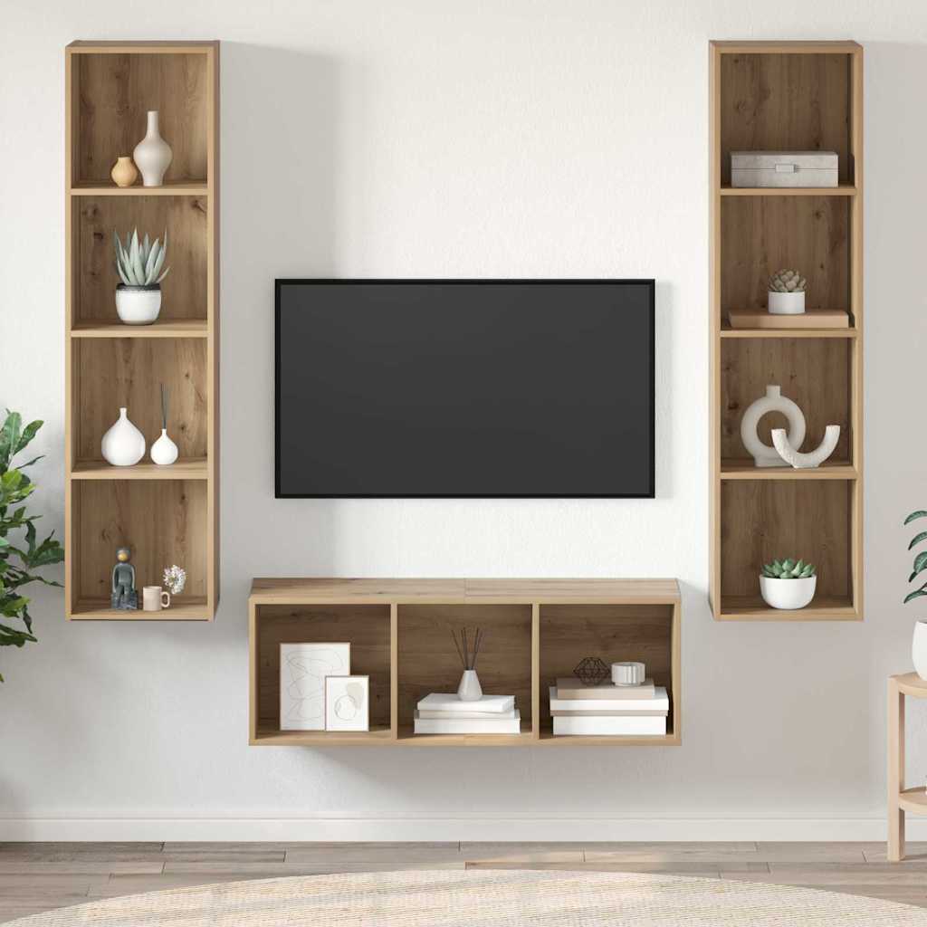 vidaXL Conjunto de mueble de TV 3 pcs Roble artesanal