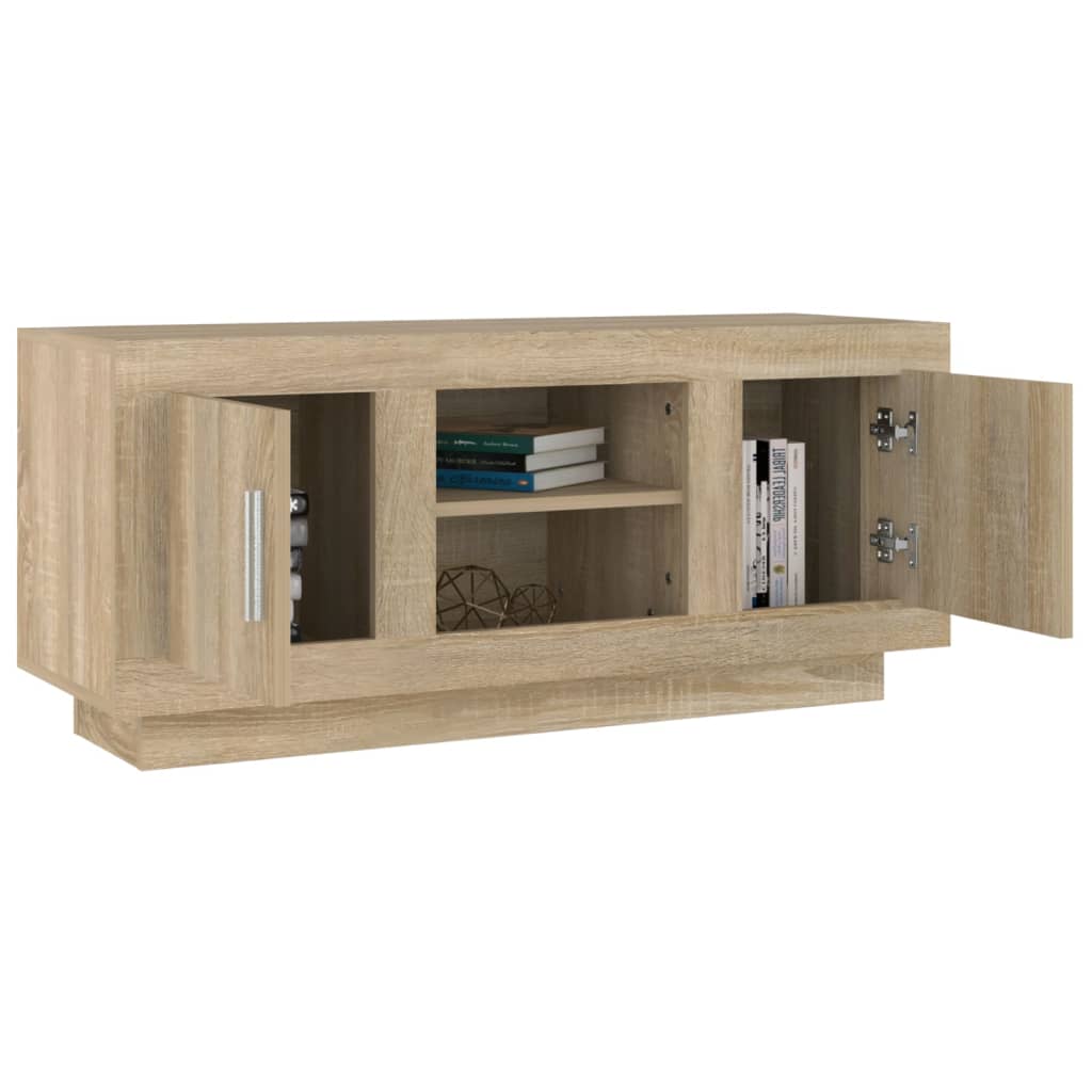 vidaXL Mueble de TV madera contrachapada roble Sonoma 102x35x45 cm - Image 4
