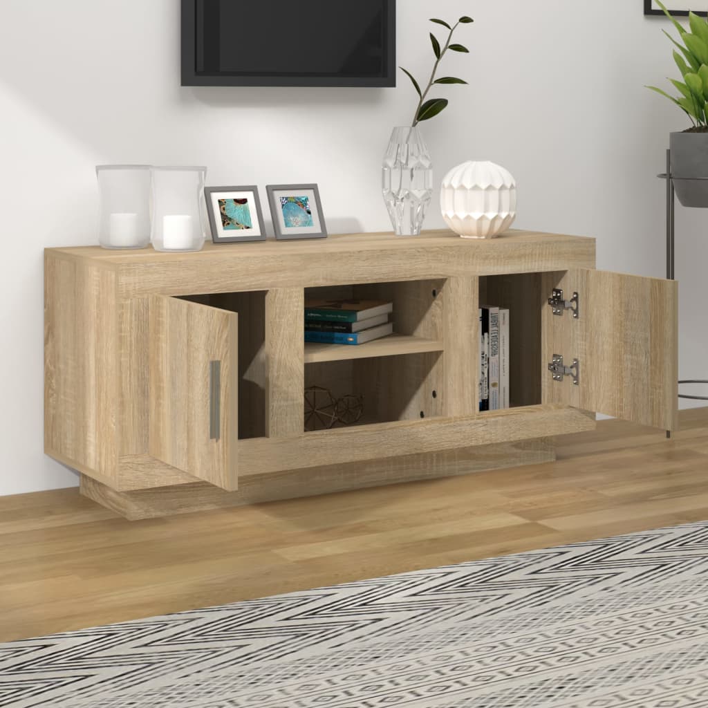 vidaXL Mueble de TV madera contrachapada roble Sonoma 102x35x45 cm - Image 3