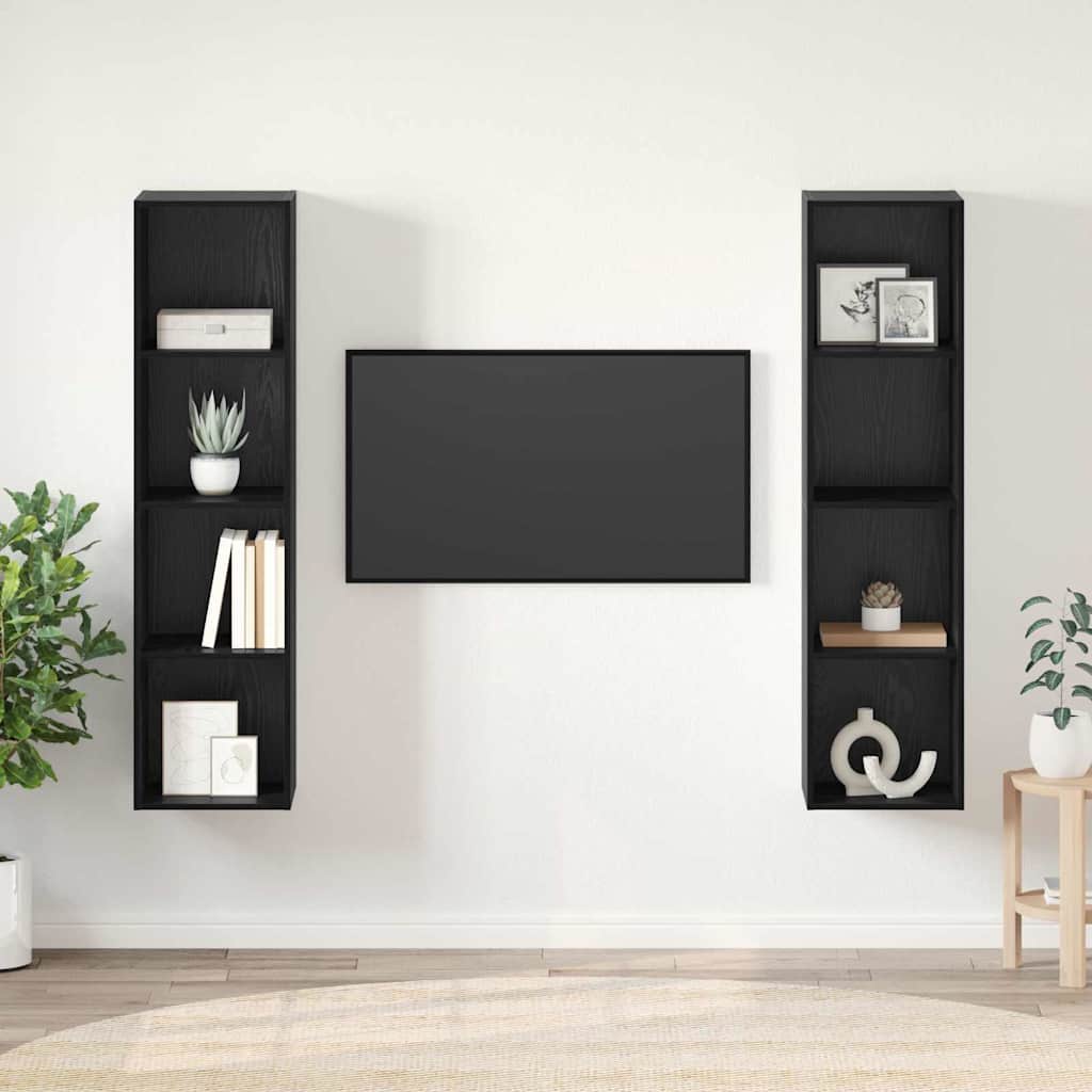 vidaXL Conjunto de mueble de TV 2 pcs Negro 37 x 37 x 142,5 cm