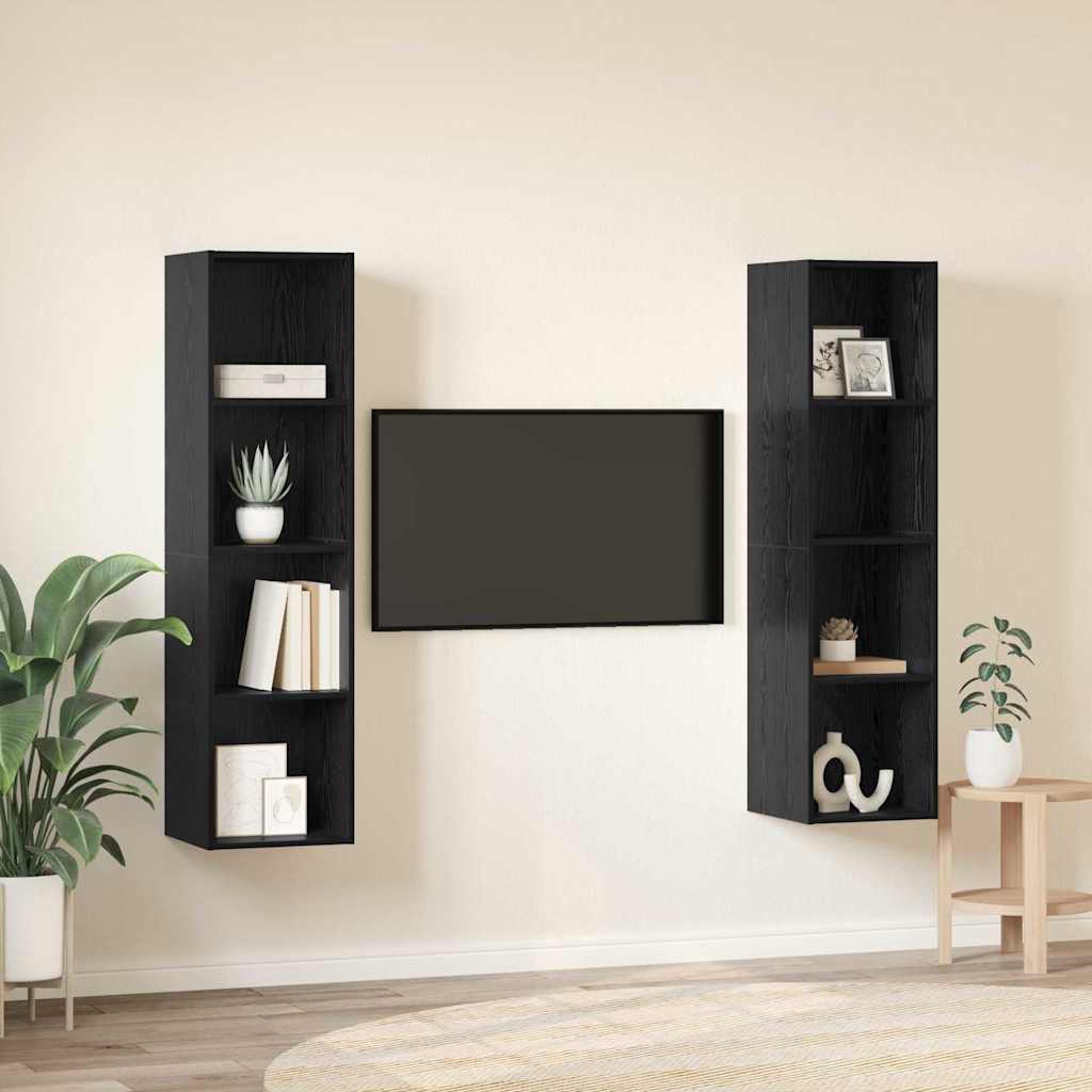 vidaXL Conjunto de mueble de TV 2 pcs Negro 37 x 37 x 142,5 cm - Image 4