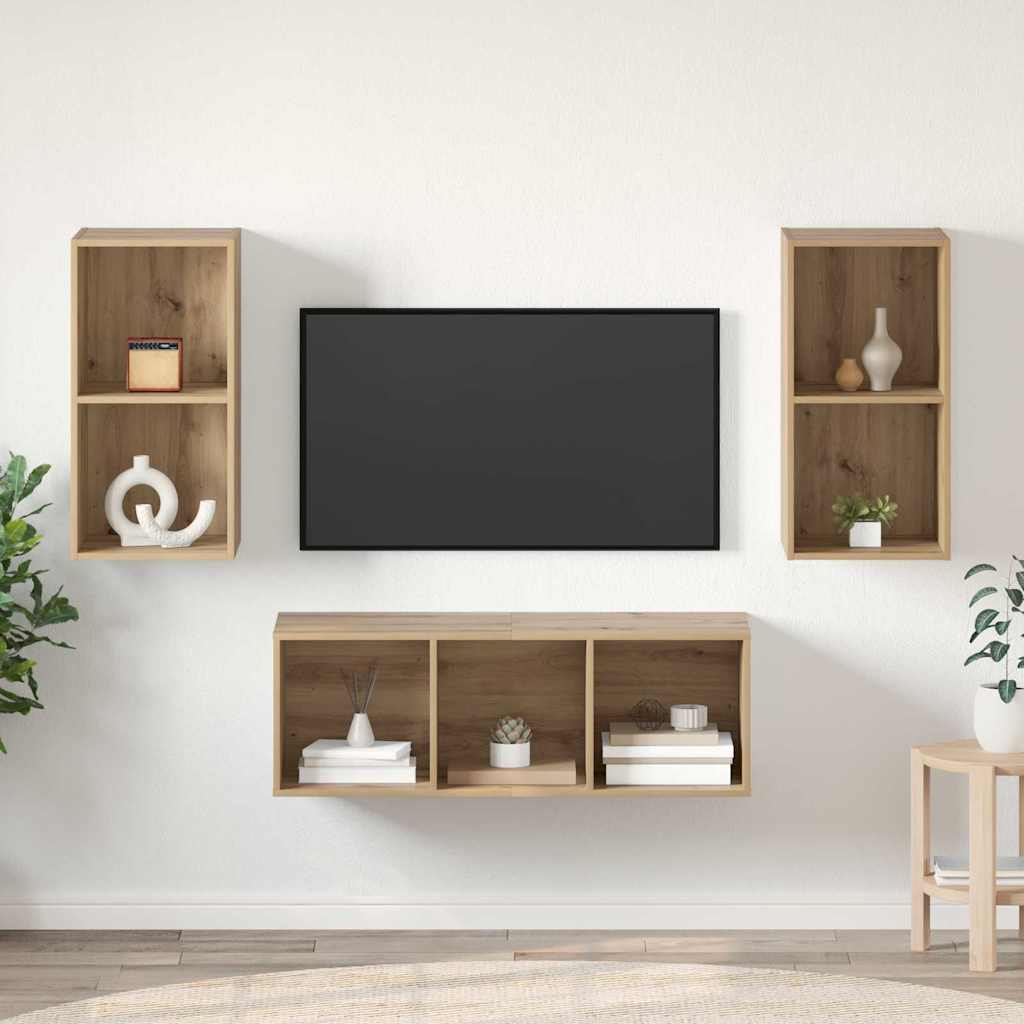 vidaXL Conjunto de mueble de TV 3 pcs Roble artesanal