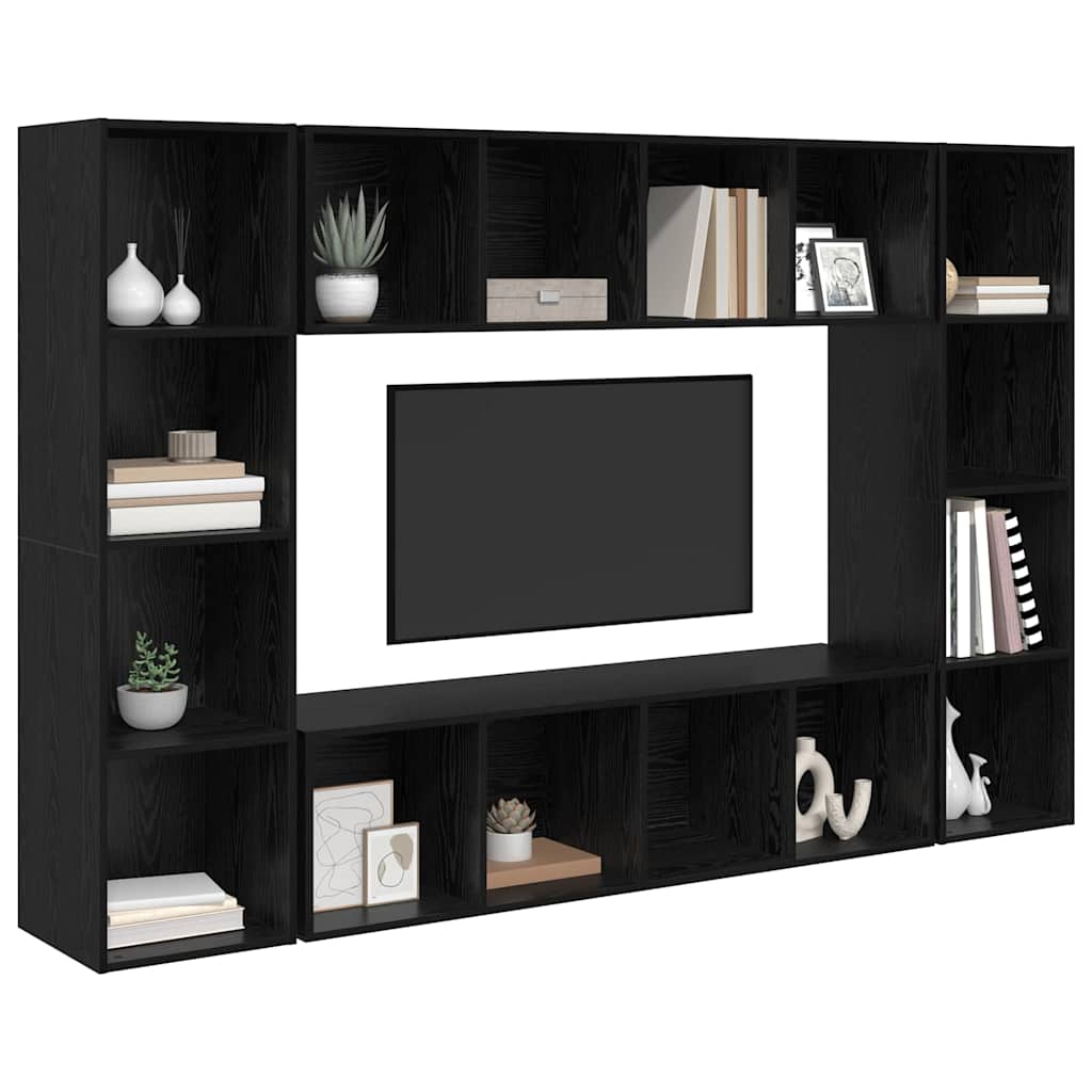 vidaXL Conjunto de mueble de TV 4 pcs Negro 37 x 37 x 142,5 cm - Image 3