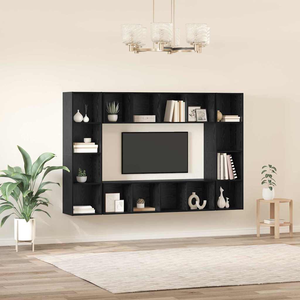 vidaXL Conjunto de mueble de TV 4 pcs Negro 37 x 37 x 142,5 cm - Image 4