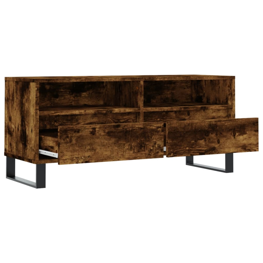 vidaXL Mueble de TV madera contrachapada roble ahumado 100x34,5x44,5cm - Image 6