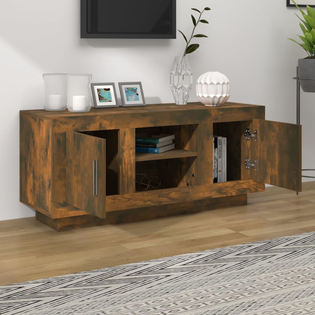 vidaXL Mueble para TV madera contrachapada roble ahumado 102x35x45 cm - Image 3