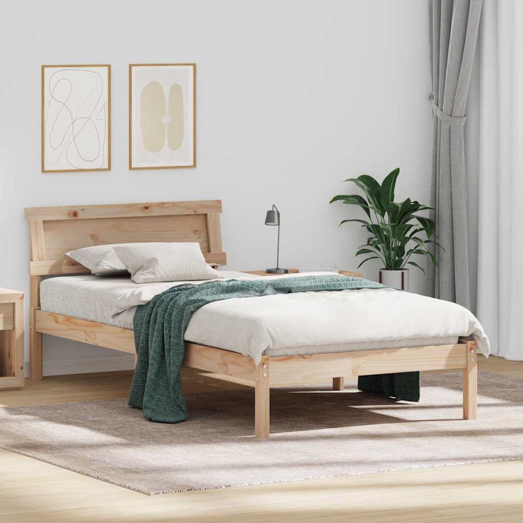 vidaXL Estructura de cama Marrón 75 x 190 cm Madera de pino sólido