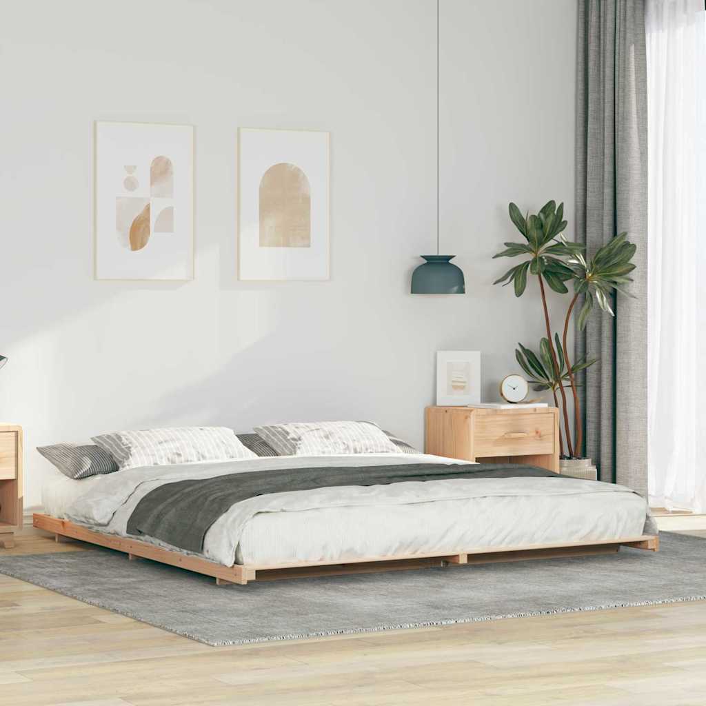 vidaXL Estructura de cama Marrón 200 x 220 cm Madera maciza de pino