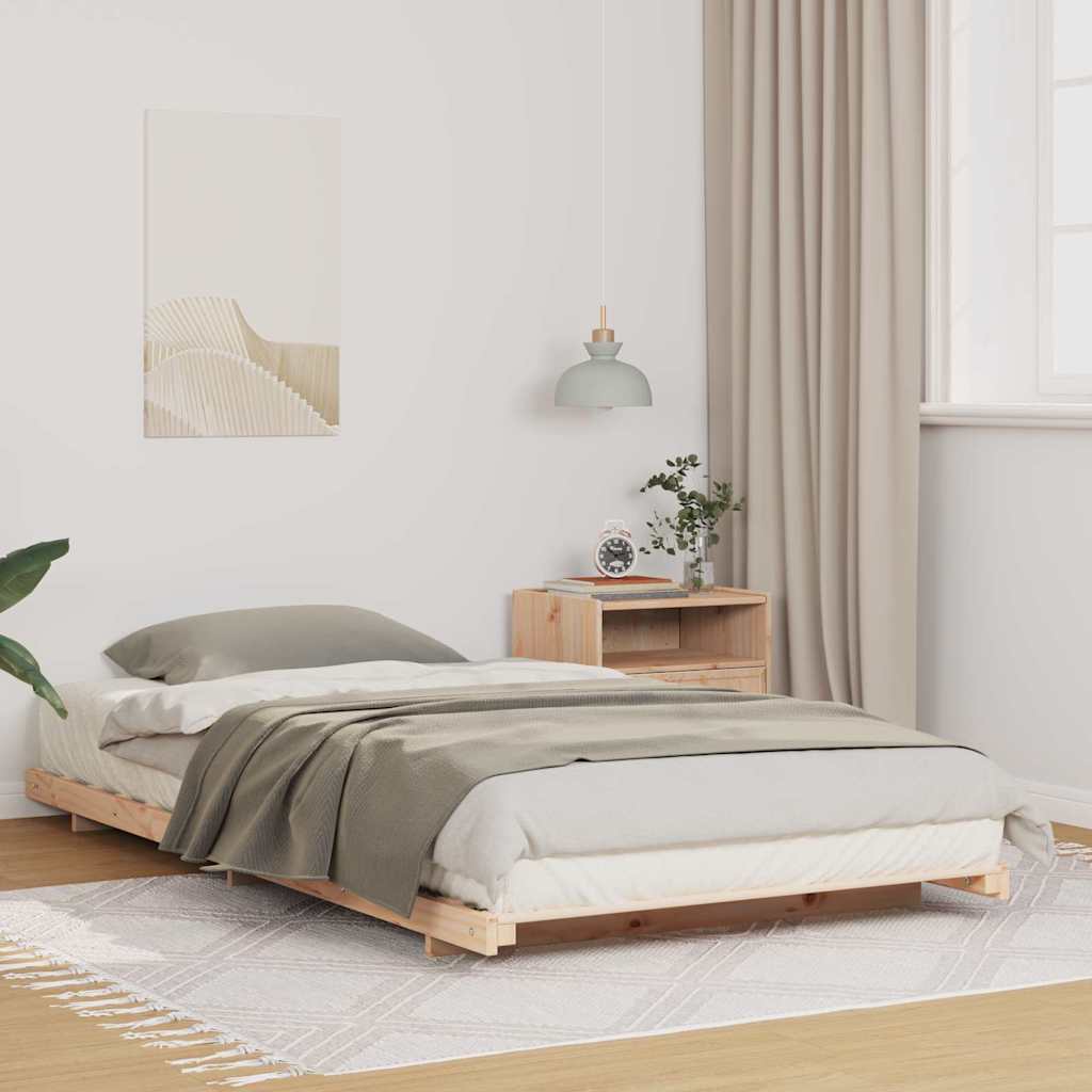vidaXL Estructura de cama Marrón 75 x 190 cm Madera maciza de pino