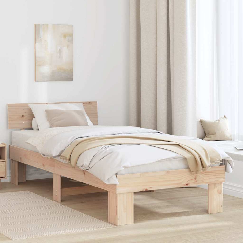 vidaXL Estructura de cama Marrón 75 x 190 cm Madera de pino sólido
