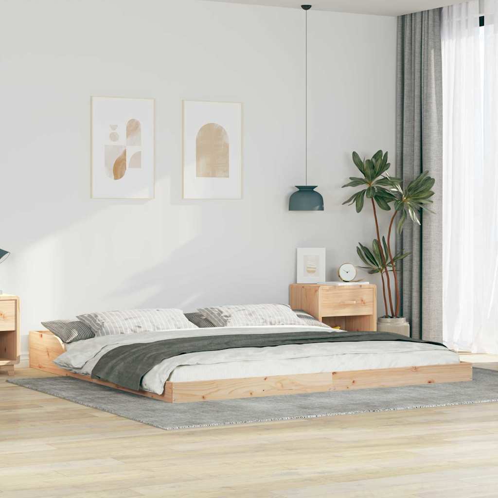 vidaXL Estructura de cama Marrón 200 x 210 cm Madera maciza de pino