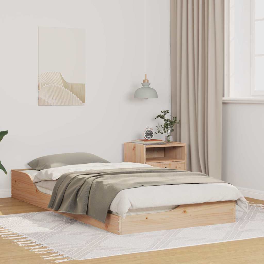 vidaXL Estructura de cama Marrón 75 x 190 cm Madera de pino sólido