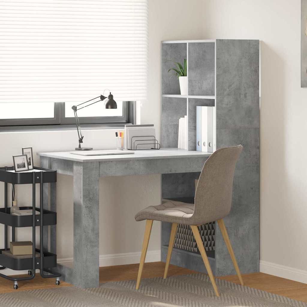 vidaXL Escritorio Gris Concreto 122 x 67 x 145 cm Madera de ingeniería