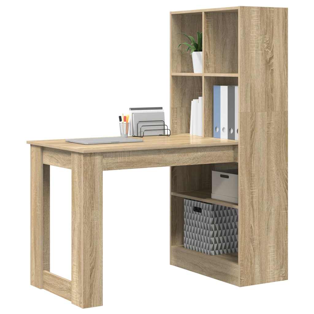 vidaXL Escritorio Roble Sonoma 122 x 67 x 145 cm Madera de ingeniería - Image 3