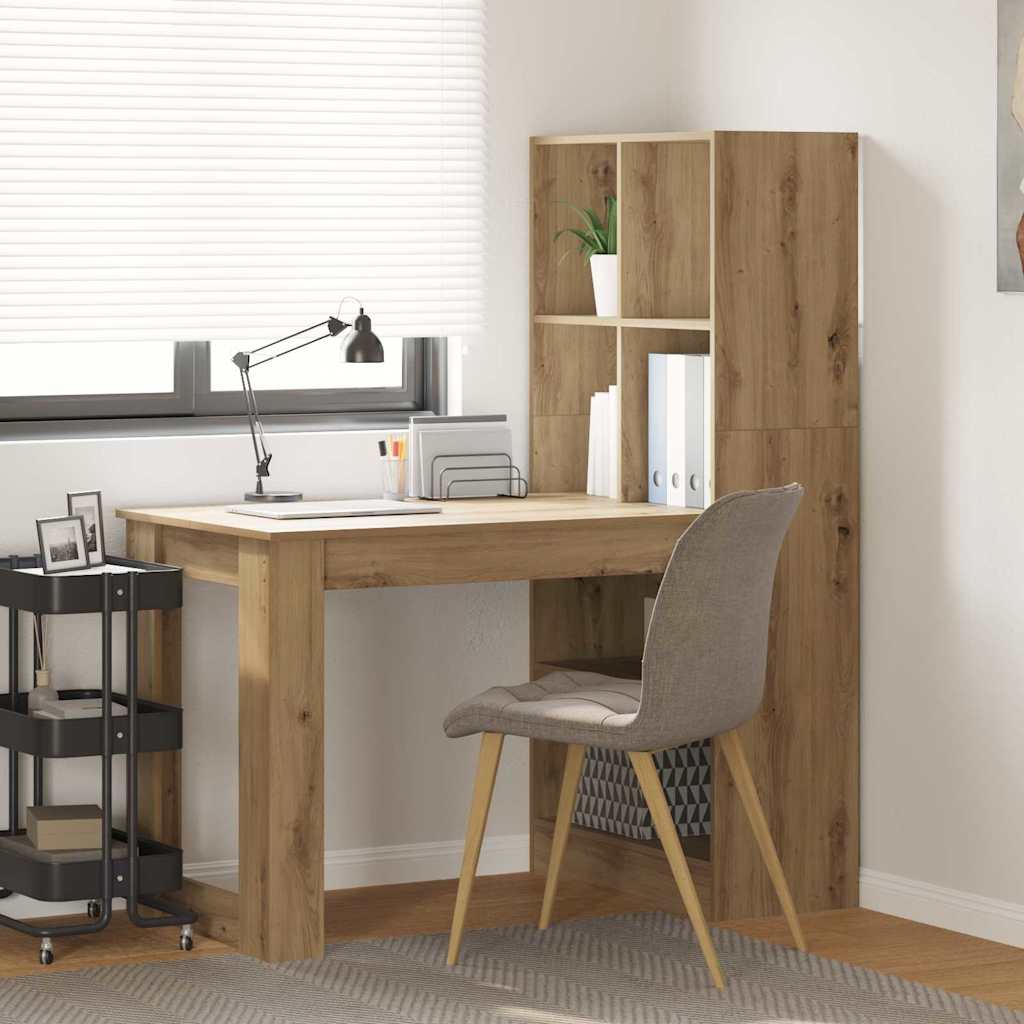 vidaXL Escritorio con estante Roble artesanal 122 x 67 x 145 cm