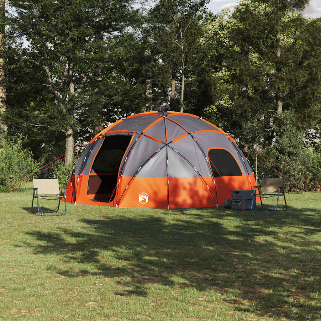 vidaXL Tienda de camping Gris y naranja 475 x 475 x 235 cm Poliéster