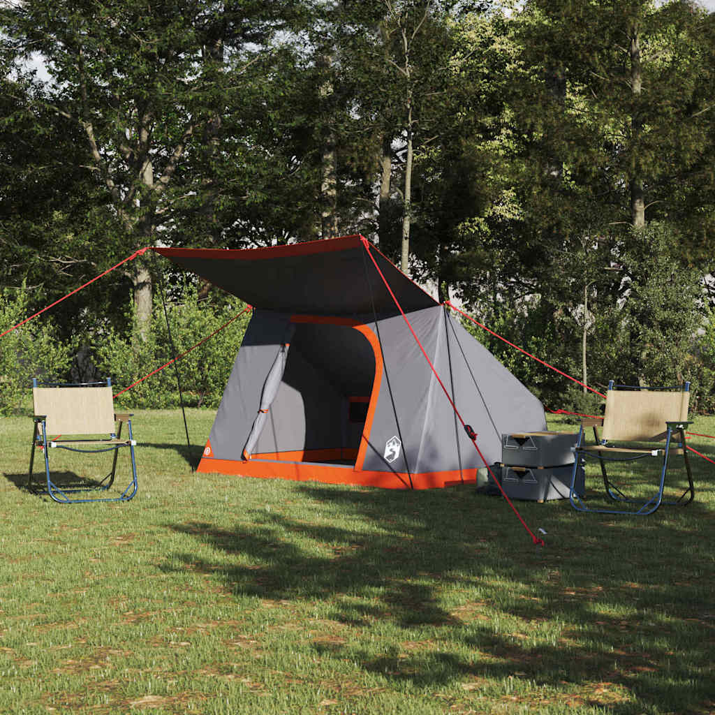 vidaXL Tienda de camping Gris y naranja 223 x 163 x 130 cm Poliéster