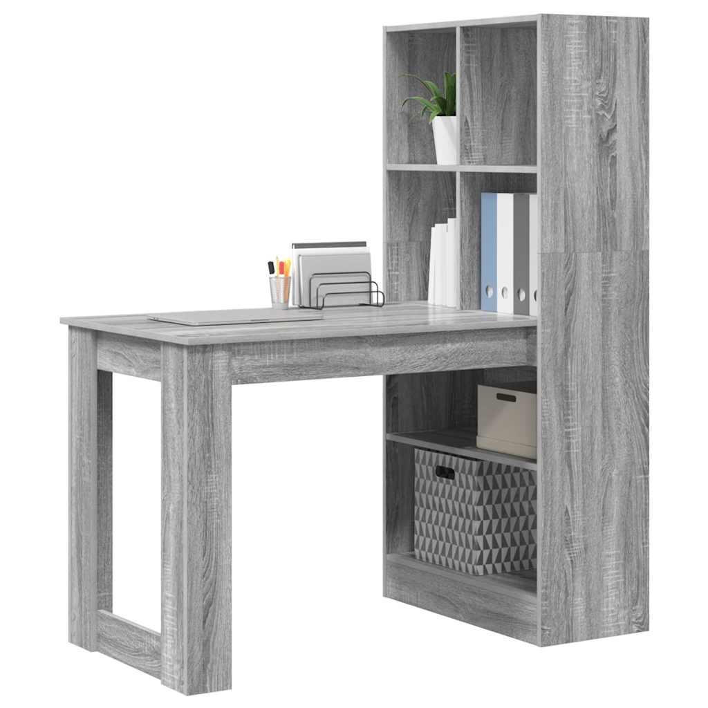 vidaXL Escritorio Gris Sonoma 122 x 67 x 145 cm Madera de ingeniería - Image 3