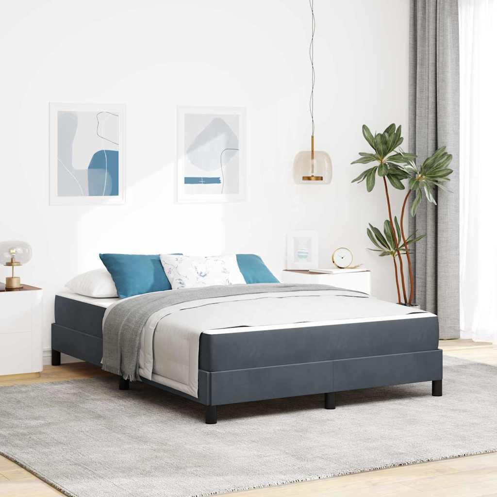 vidaXL Boxspringbett mit Matratze Dunkelgrau 160 x 200 cm Samt