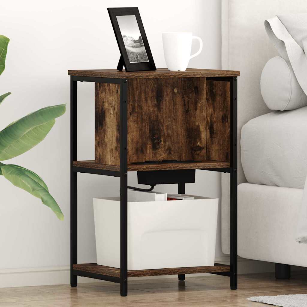 vidaXL Nachttisch 2 pcs Räuchereiche 38 x 31 x 61 cm Holzwerkstoff