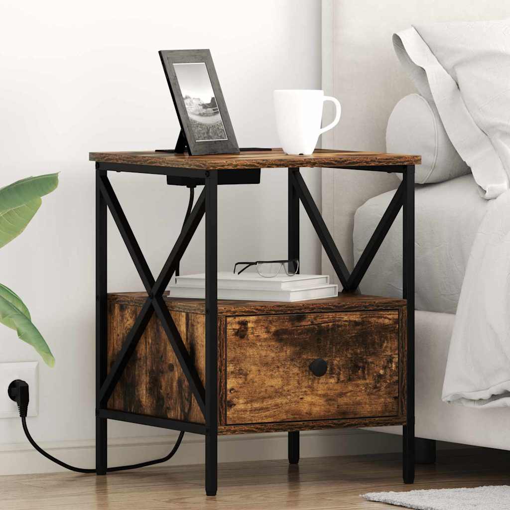 vidaXL Nachttisch 2 pcs Räuchereiche 41,5 x 40,5 x 55 cm Holzwerkstoff
