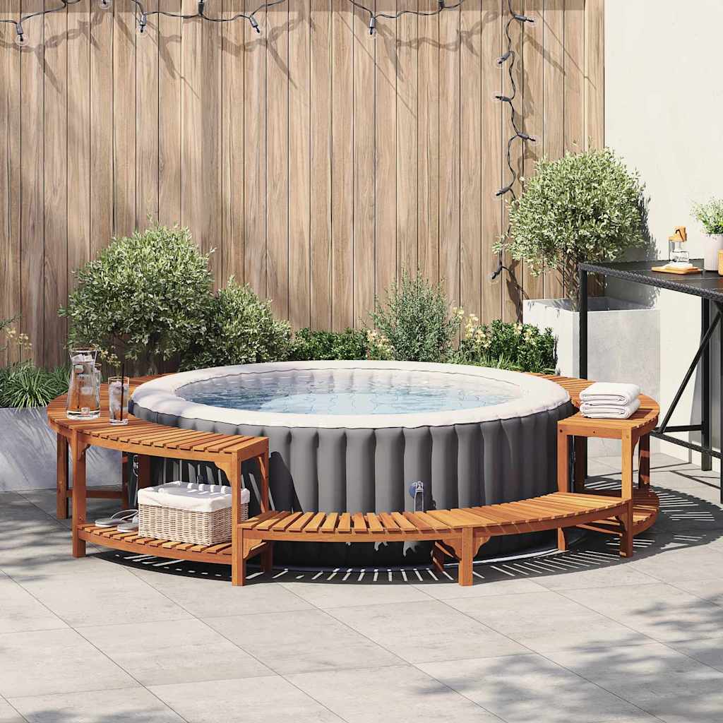vidaXL Whirlpool-Umrandung Braun Ø275 cm Akazie Massivholz