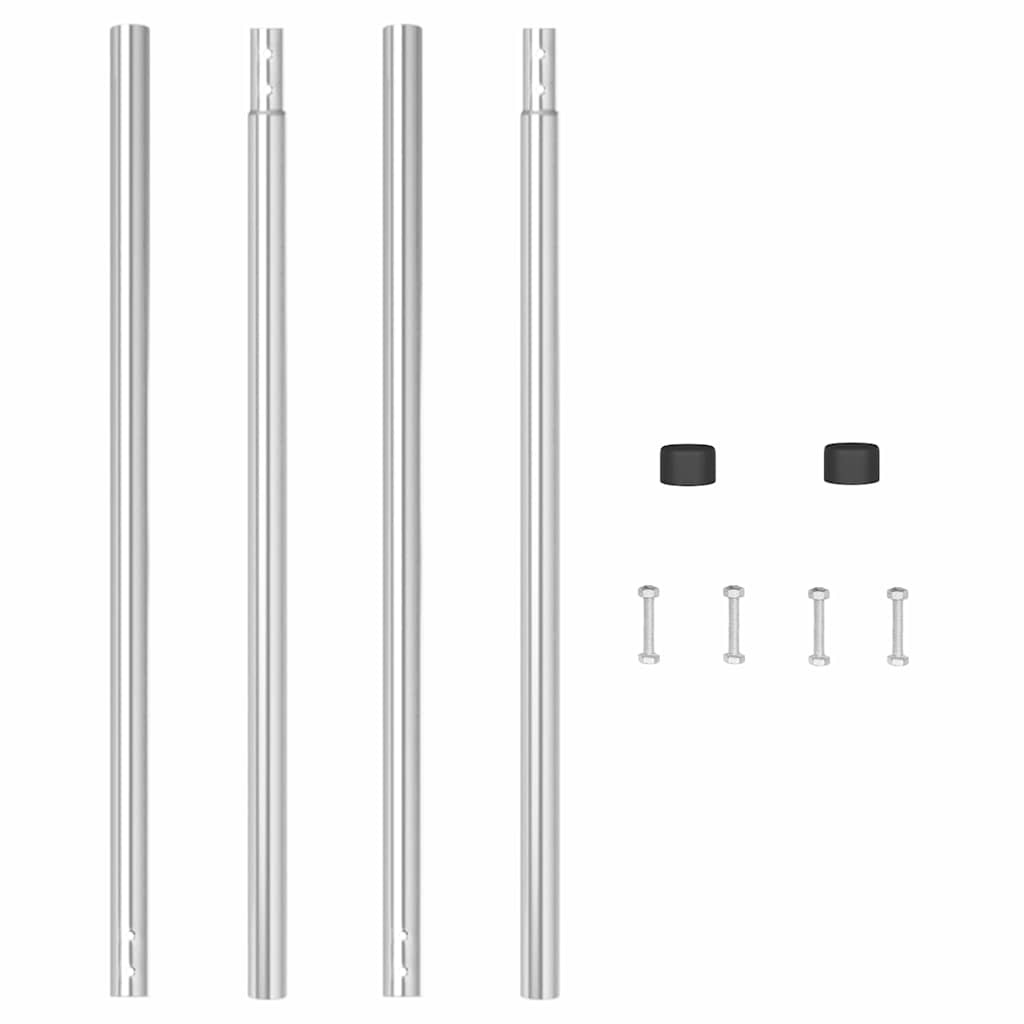 vidaXL Zaunpfosten 2 pcs Silber Pulverbeschichteter Stahl - Image 4
