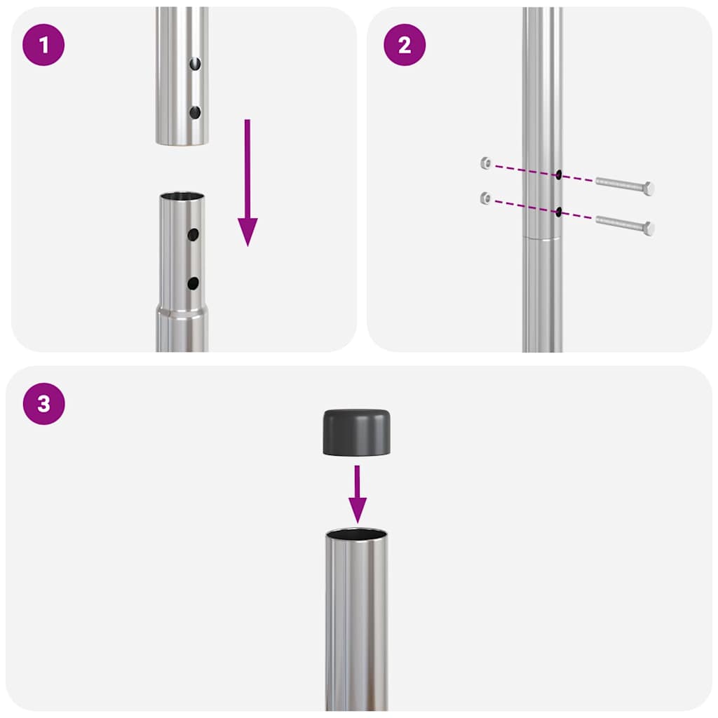 vidaXL Zaunpfosten 2 pcs Silber Pulverbeschichteter Stahl - Image 6