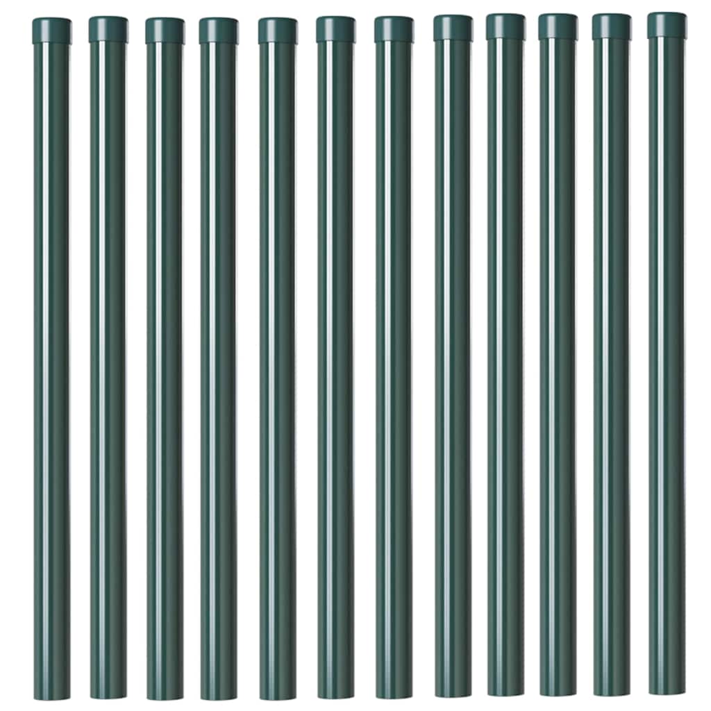 vidaXL Zaunpfosten 12 pcs Grün 50 cm Pulverbeschichteter Stahl - Image 3