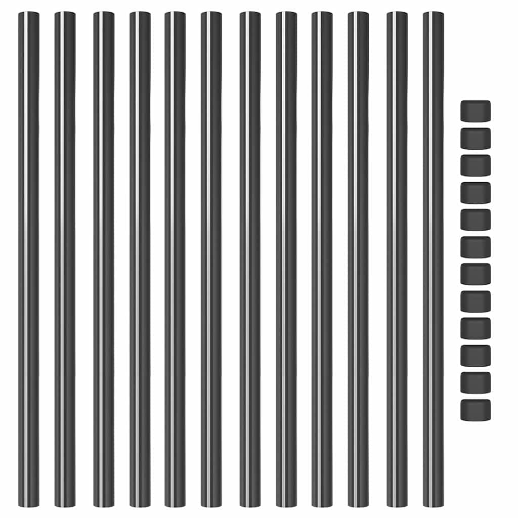 vidaXL Zaunpfosten 12 pcs Grau 120 cm Pulverbeschichteter Stahl - Image 4