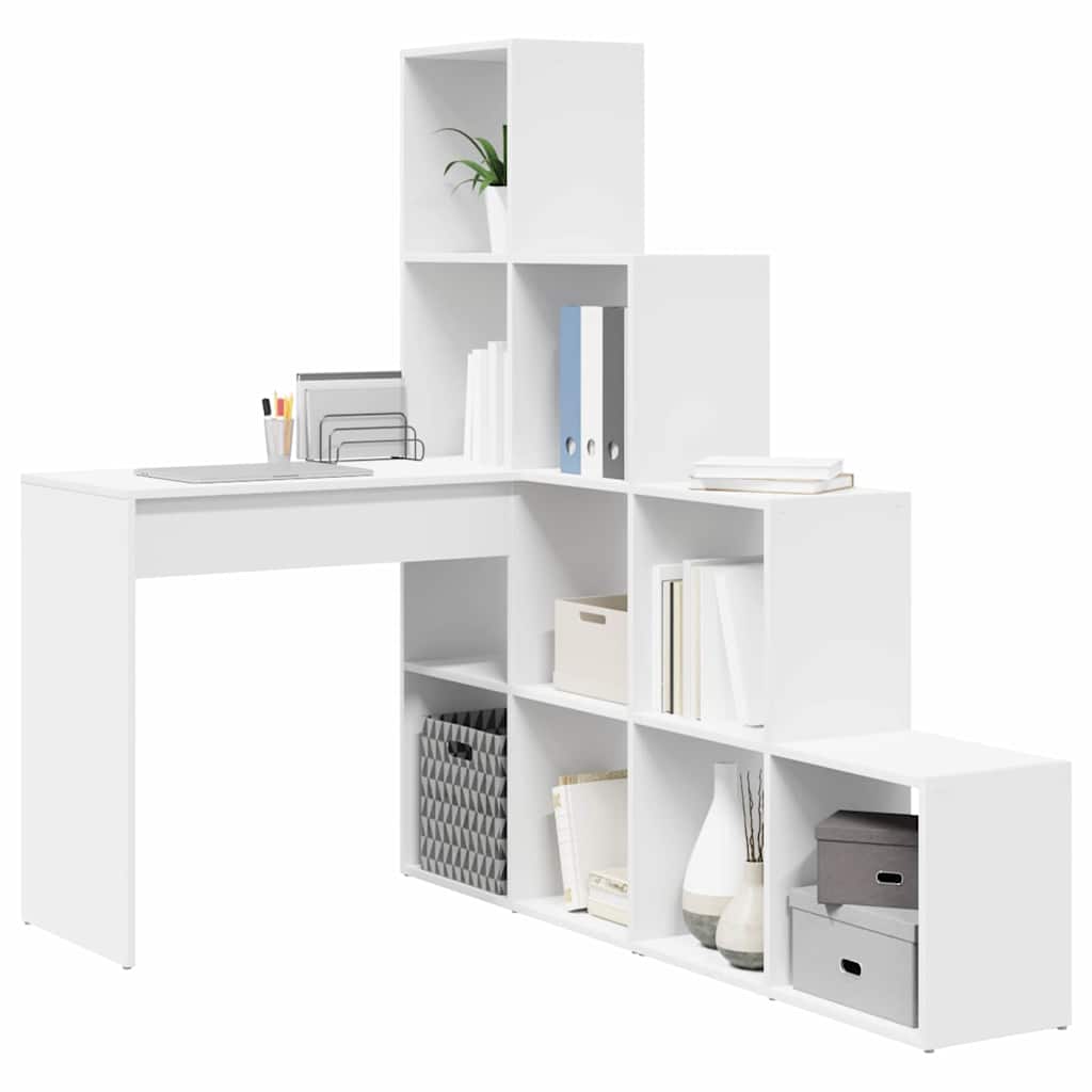vidaXL Eck-Schreibtisch Weiß 101,5 x 149,5 x 149,5 cm Holzwerkstoff - Image 3