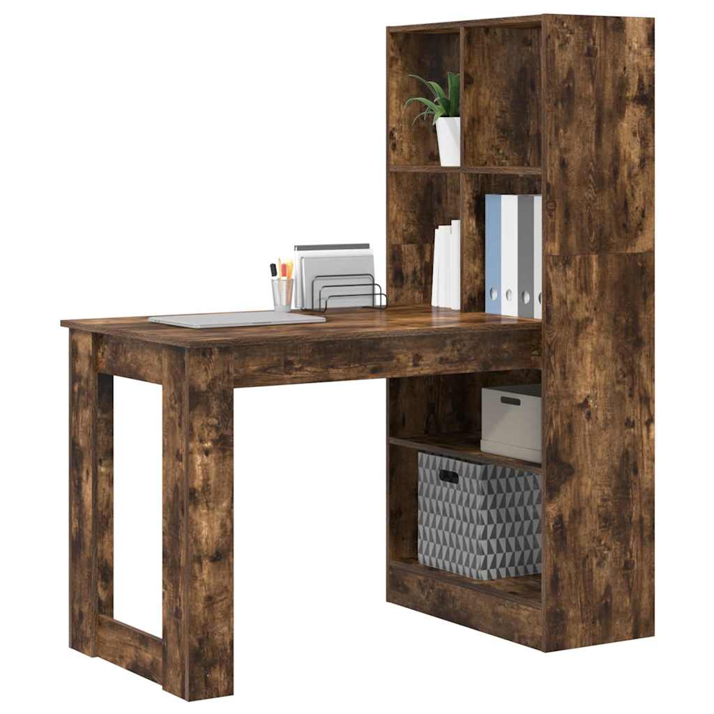 vidaXL Schreibtisch Geräucherte Eiche 122 x 67 x 145 cm Holzwerkstoff - Image 3