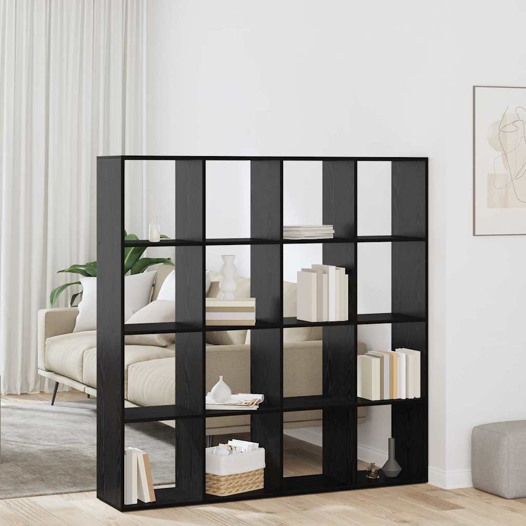 vidaXL Bücherregal Schwarz Eichen-Optik 137,5 x 29 x 137,5 cm