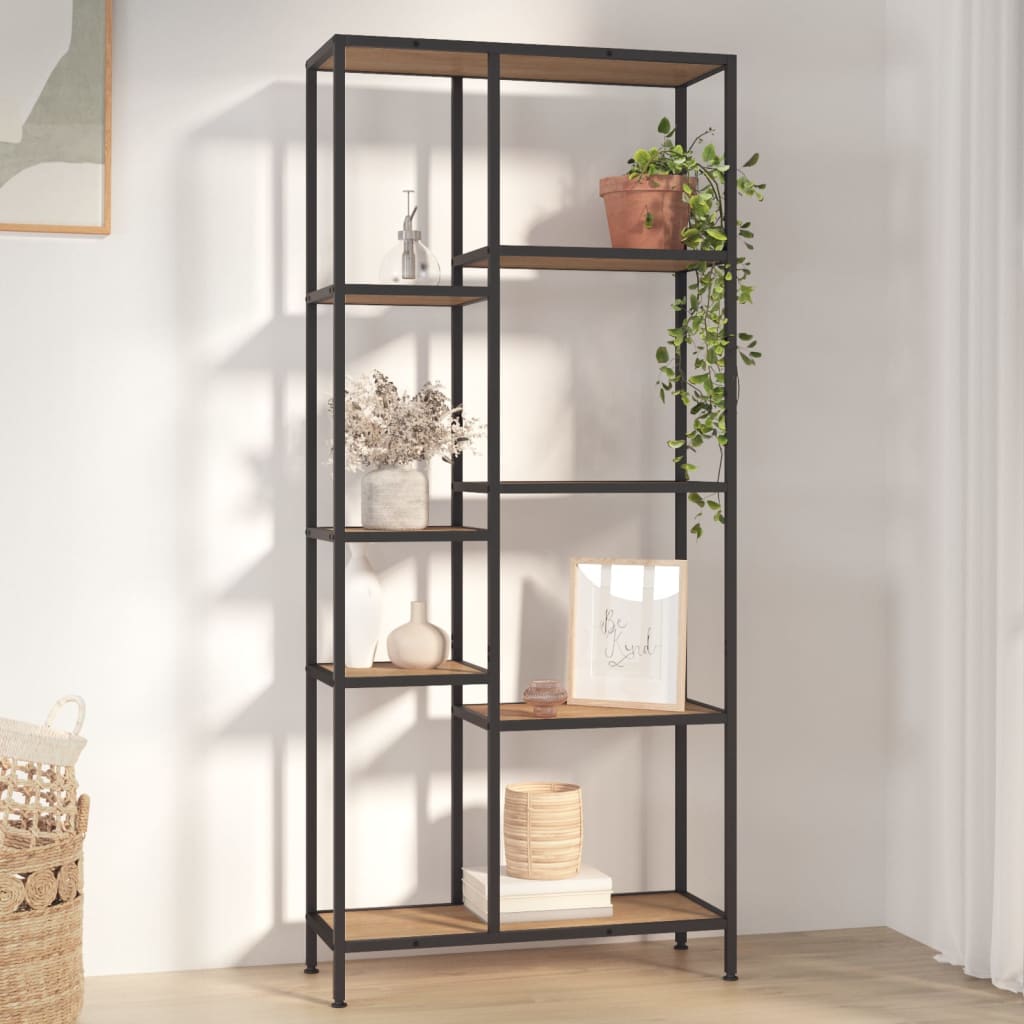 vidaXL Bücherregal 80x30x180 cm Stahl und Holzwerkstoff