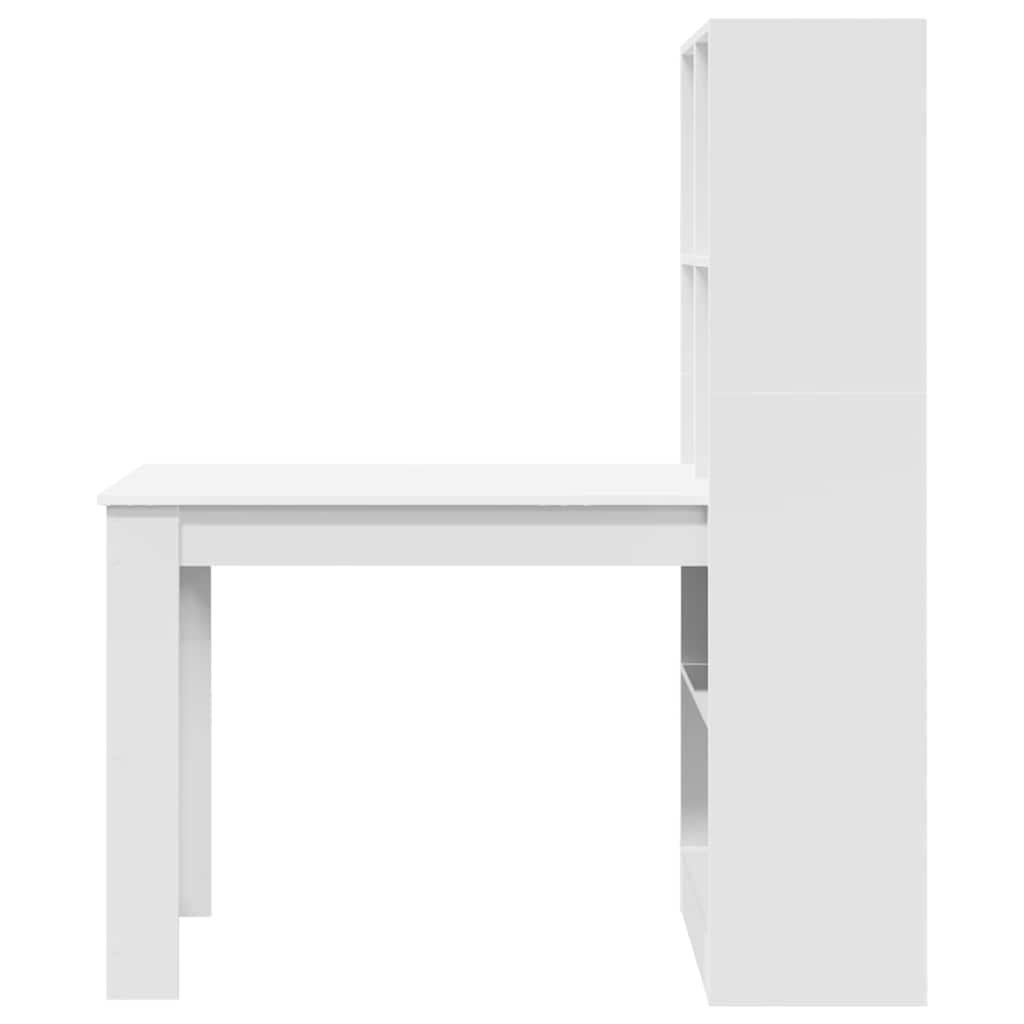 vidaXL Schreibtisch mit Regal Weiß 122 x 67 x 145 cm Holzwerkstoff - Image 4
