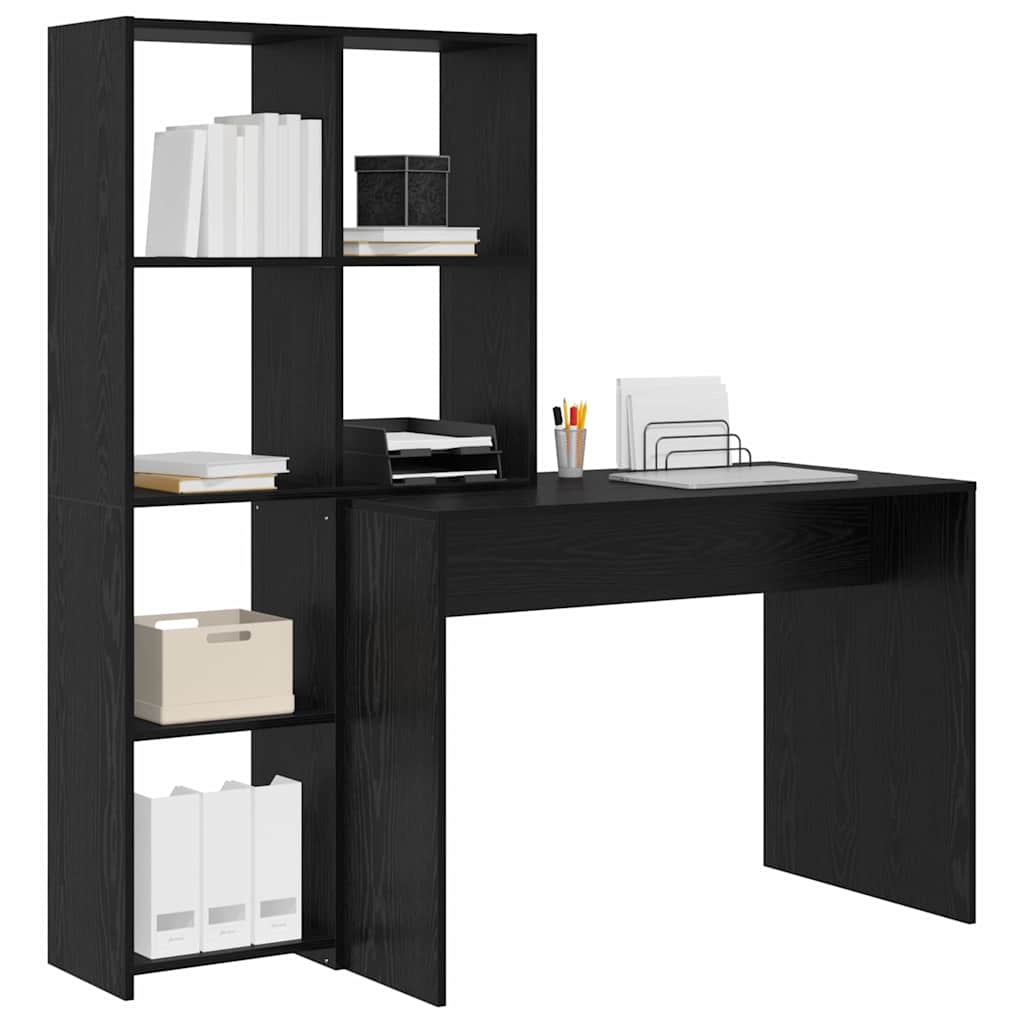 vidaXL Schreibtisch mit Regal Schwarz Eichen-Optik 138,5 x 55 x 143 cm - Image 3